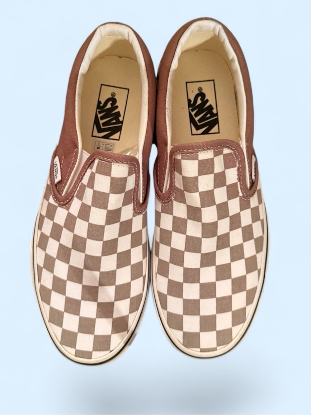 Vans Classic Slip-On Checkerboard Sneakers in Brown & Cream Style VN000D6Y4MG - Picture 4 of 9